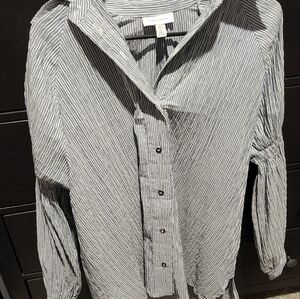 Topshop Black and White Casual Button Down Shirt
